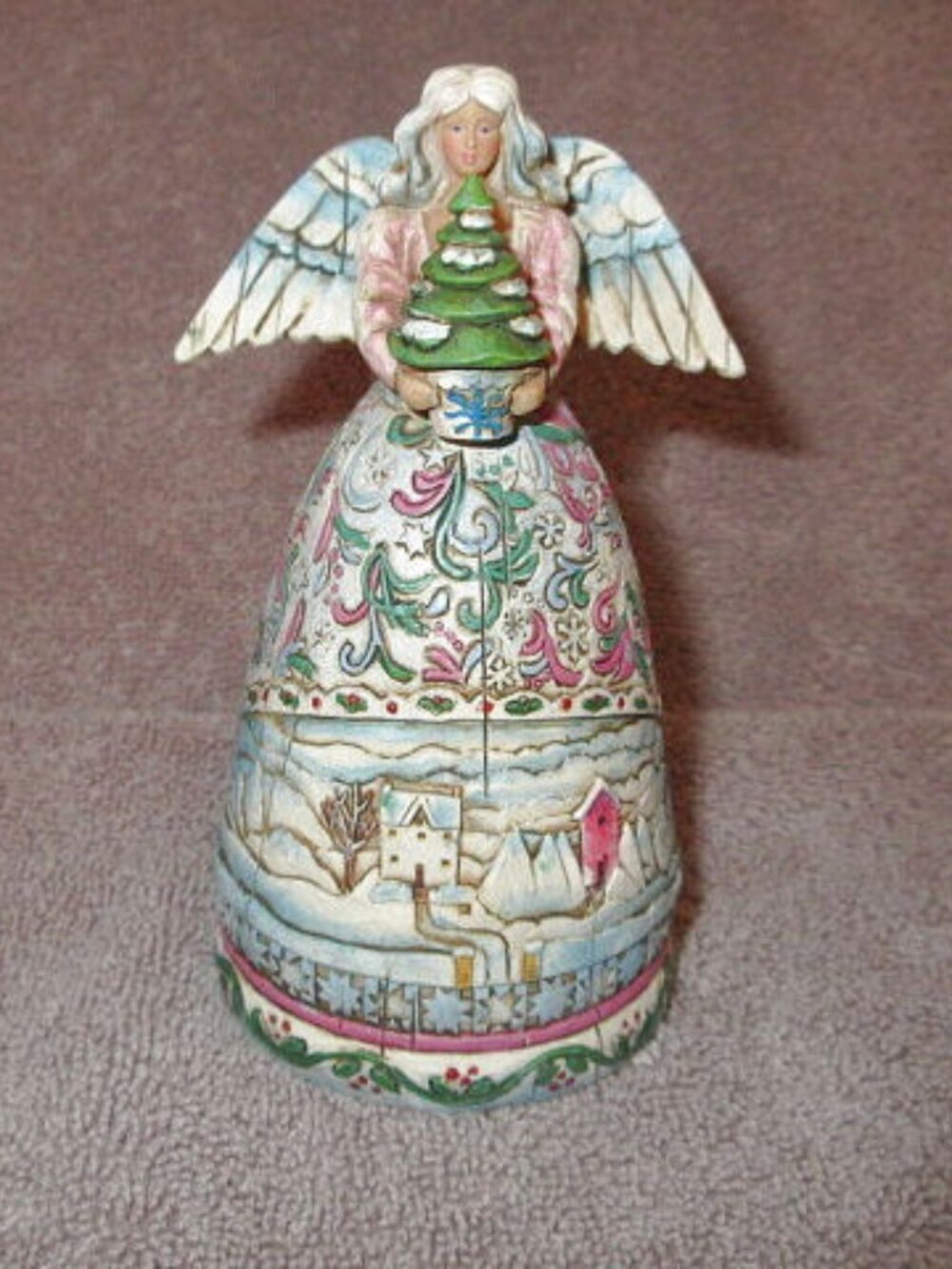 Vtg Jim Shore Angel Mosaic Farm House Countryside Four Seasons Landscape Sleeps